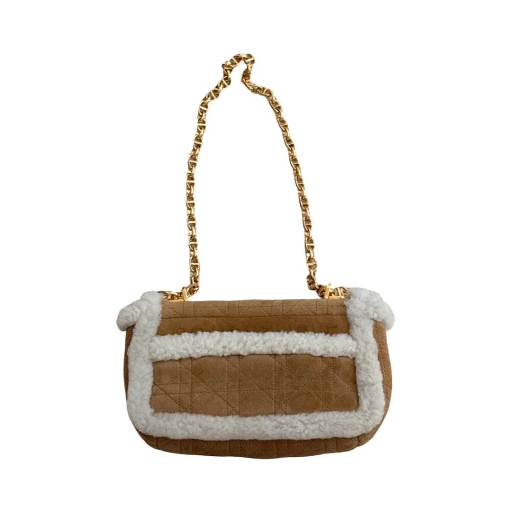 CHRISTIAN DIOR CANNAGE QUILTED SHEARLING FUR CARO BAG - Picture 3 of 12